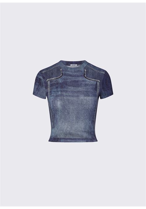 T-shirt cropped effetto denim LIUJO | UA6502 J1624L9680